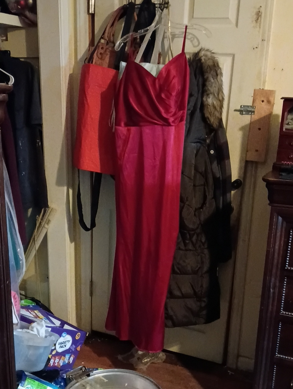 Satin Fuchsia Spaghetti-Strap Maxi Dress — Classic Evening Gown
